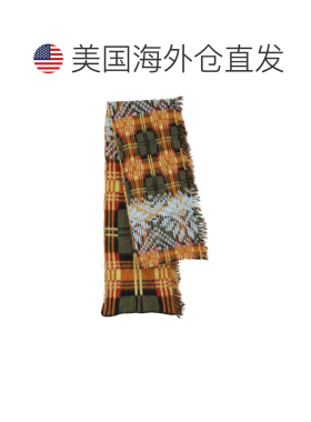 自营dries van noten活力拼接流苏羊驼毛混纺围巾-橙色 美国奥莱