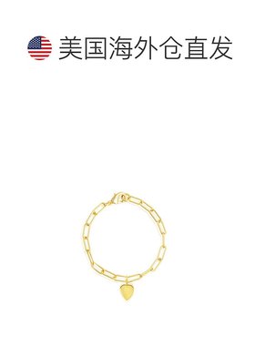自营Adornia Paperclip Chain Bracelet with Heart gold yellow