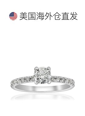 自营 pompeii33/4 克拉钻石订婚戒指法式密钉镶 14k 白金 - 14k