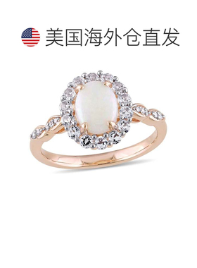 自营 mimi & max1 1/2 CT TGW 椭圆形蛋白石、白色托帕石和钻石重