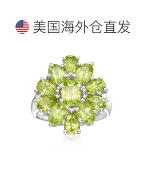 自营 925 纯银 Ross-Simons 橄榄石簇状戒指 - 绿色 美国奥莱直发