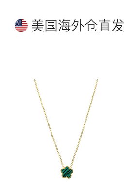 自营 Adornia 防水绿色珍珠母三叶草项链金 - 绿色 美国奥莱直发