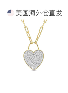 自营mimi & max4 1/2 CT TGW 打造白色蓝宝石心形密钉吊坠，镀黄