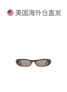 自营saint laurent超薄椭圆形黑色醋酸纤维太阳镜，配有色镜片-灰