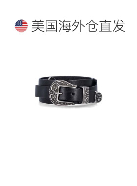 自营golden goose黑色Double Tex皮革腰带-黑色 美国奥莱直发皮带