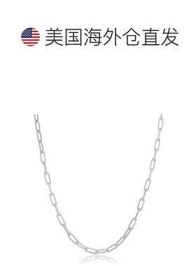 自营 simona925 纯银 2.8 毫米回形针链接链 - 镀铑 - 银 16 英寸