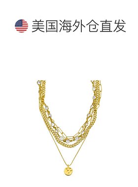 自营 Adornia 凌乱分层项链与鹅卵石魅力黄金纯银 .925 纯银 - 黄