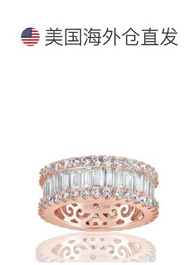自营 Suzy Levian Rose 纯银立方氧化锆白色长方形宝石和圆形宽永