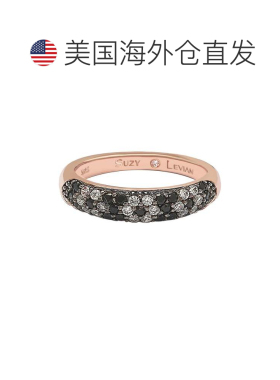 自营Suzy Levian 花卉黑白方晶锆石玫瑰纯银半戒 - 黑色 美国奥莱