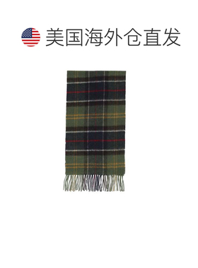 自营barbour羊毛羊绒格子呢围巾-黑色 美国奥莱直发