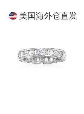 自营 14kt 白金 Ross-Simons 长方形和圆形钻石永恒戒指 - 白色