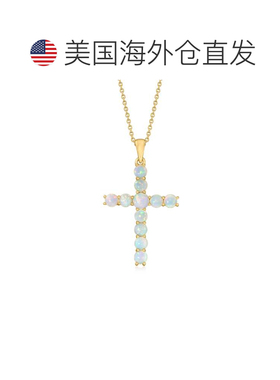 自营Ross-Simons 埃塞俄比亚蛋白石十字架吊坠项链 18 克拉金 - 1