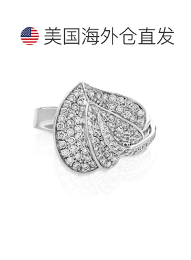 自营vir jewels0.90 克拉钻石心叶时尚戒指 14K 白金圆形 - 白色