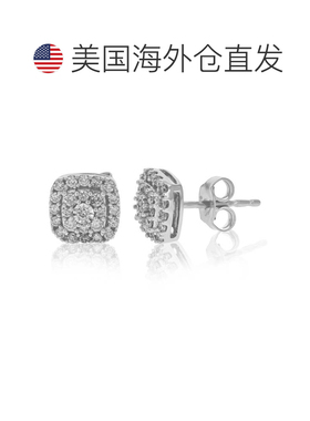 自营vir jewels1/2 克拉圆形实验室生长钻石 .925 纯银耳钉爪镶 -