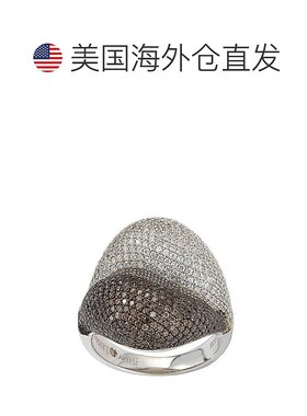 自营 Suzy Levian 纯银棕色方晶锆石微密钉戒指 - 棕色 美国奥莱