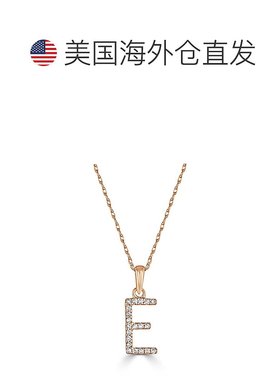 自营 sabrina14k 玫瑰金和钻石初始项链 - 玫瑰 e 美国奥莱直发