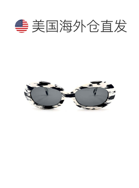 自营alain mikli白色D305特别版斑点狗椭圆形太阳镜-灰色 美国奥