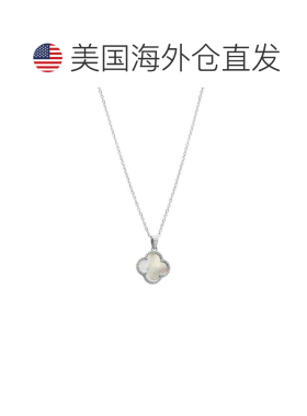 自营 Adornia 白色四叶形项链 白铑银 白色吊坠 美国直发奥莱