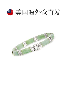 自营Ross-Simons 925 纯银翡翠“Good Fortune”手链 - 7.5 英寸