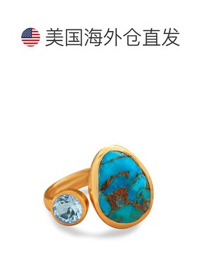 自营 liv oliver18k 镀金蓝色托帕石和绿松石戒指 - 蓝色 美国奥