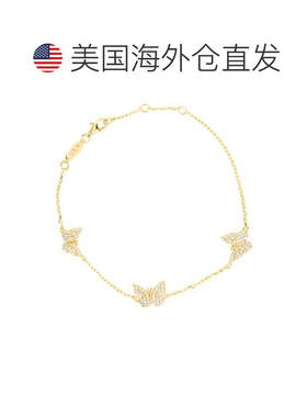 自营Suzy Levian 黄色纯银白色方晶锆石蝴蝶手链 - 黄色 美国奥莱