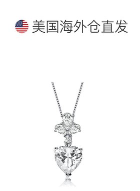 自营 genevive纯银透明立方氧化锆口音心形吊坠项链 - 白色 美国