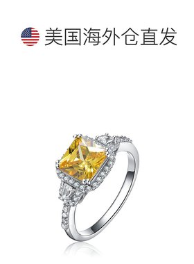 自营 GENEVIVE 纯银黄色立方氧化锆光环 Coctail 戒指 - 黄色 美