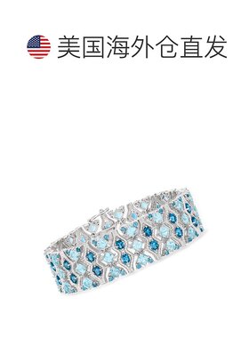 自营 925 纯银 Ross-Simons London 和天蓝色托帕石手链 - 8 英寸