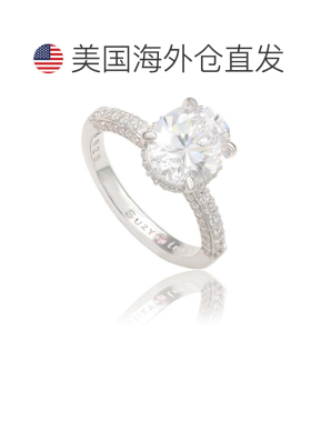 自营Suzy Levian 纯银椭圆形方晶锆石密钉订婚戒指 - 白色 美国奥