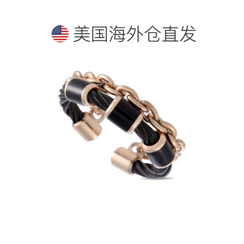 自营Charriol St. Tropez 不锈钢粉红色和黑色 PVD 黑色珐琅电缆 - 图1