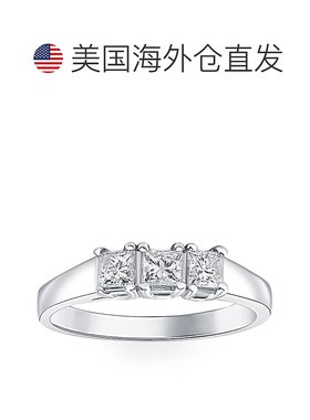 自营 pompeii31 克拉三石公主方形切割钻石戒指 14K 白金 - 14k