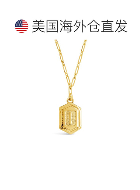 自营sterling forever六边形标签初始项链 - 金-i 美国奥莱直发