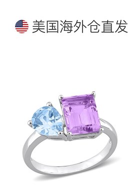 自营 mimi & max3 5/8 CT TGW 925 纯银天蓝色托帕石和粉色紫水晶