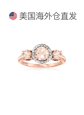 自营 14 克拉 2 色金 Ross-Simons 摩根石镶钻戒指 - 粉红色 美国