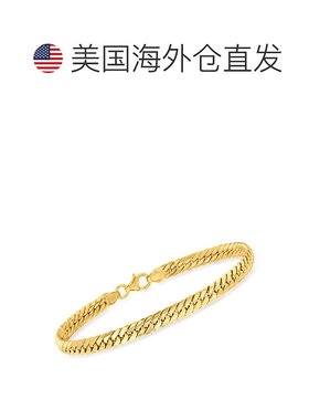 自营 Ross-Simons 意大利 14kt 黄金古巴链手链 - 7 英寸 美国奥