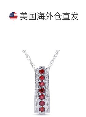 自营 pompeii31 1/2 克拉红宝石和钻石吊坠 14 克拉白金 1 英寸高
