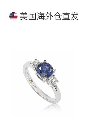 自营 Suzy Levian 纯银蓝宝石和钻石口音订婚戒指 - 蓝色 美国奥
