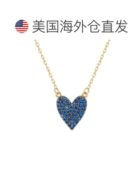 自营Suzy Levian 蓝色方晶锆石金色纯银心形项链 - 蓝色 美国奥莱