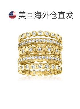自营Ross-Simons CZ 珠宝套装：5 条 18kt 金永恒戒指 - 白色 美