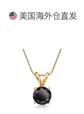 自营 Ross-Simons 14 克拉黄金黑钻石单石项链 - 16 英寸 美国奥