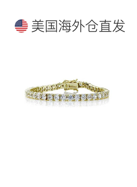 自营geneviveGa 镀金透明立方氧化锆网球手链 - 金色 美国奥莱直