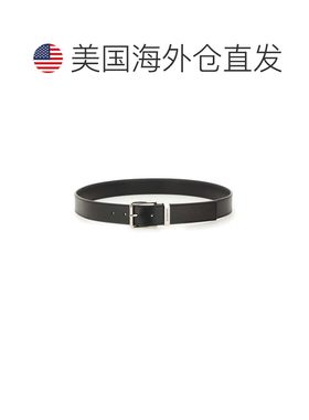 自营givenchyGentleen抛光矩形带扣皮革腰带-灰色 美国奥莱直发