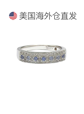 自营 Suzy Levian 纯银蓝宝石和钻石口音密钉戒指 - 蓝色 美国奥