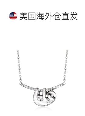 自营Ross-Simons 白色和黑色钻石树懒项链 925 纯银 - 20 英寸 【