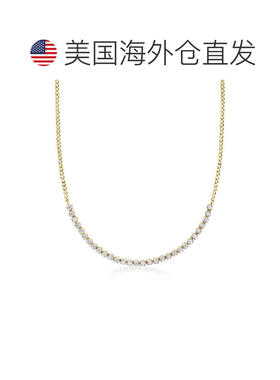自营RS Pure by Ross-Simons 14kt 黄金钻石半网球项链 - 18 英寸