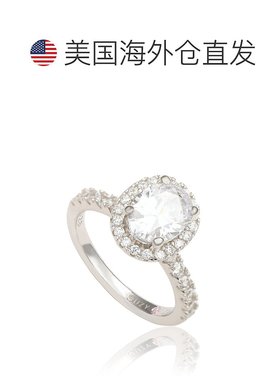 自营 Suzy Levian 纯银椭圆形白色立方氧化锆光环戒指 - 白色 美