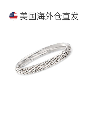 自营Ross-Simons Sterling Silver Basketweave Bangle Bracelet