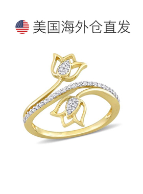 自营 Mimi & Max 1/6 克拉 TDW 钻石旁路莲花戒指 10k 金 - 金 美