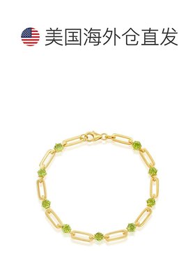 自营 simona925 纯银 5 毫米圆形回形针手链 - 绿色 美国奥莱直发