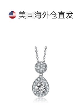 自营 GENEVIVE 925 纯银立方氧化锆光环和簇状项链 - 银白色 美国